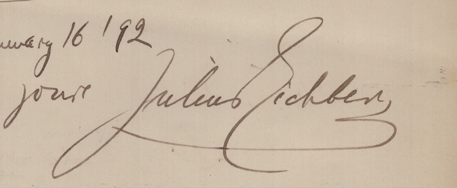 Julius Eichberg — JULIUS EICHBERG - AUTOGRAPH MUSICAL QUOTATION SIGNED 01/16/1892, image 2