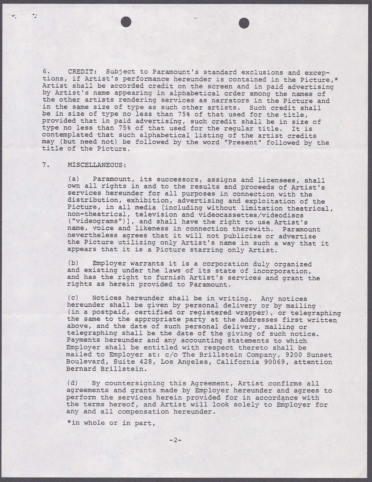 Gilda Radner — GILDA RADNER - CONTRACT SIGNED 08/06/1982, image 2