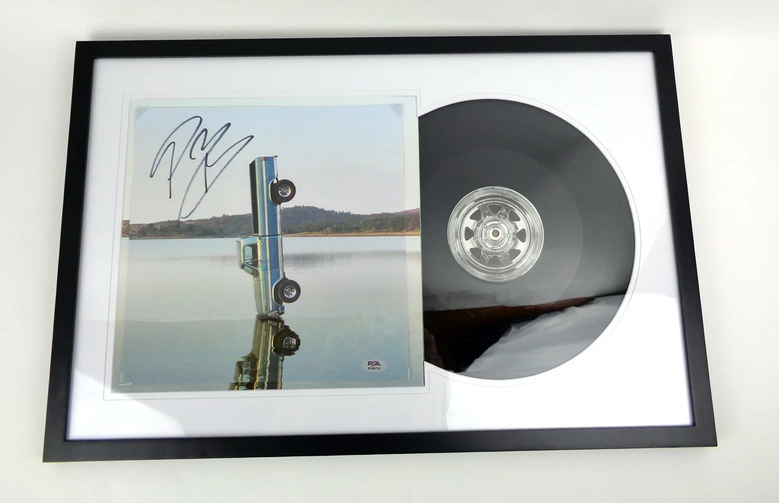 Post Malone — Post Malone Signed Autograph F-1 Trillion Vinyl Record Album Framed PSA/DNA COA