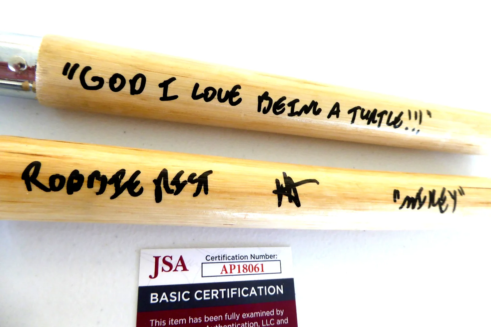 Robbie Rist Signed Nunchuck Autograph, TMNT, Ninja Turtles, Michelangelo JSA COA, изображение 2