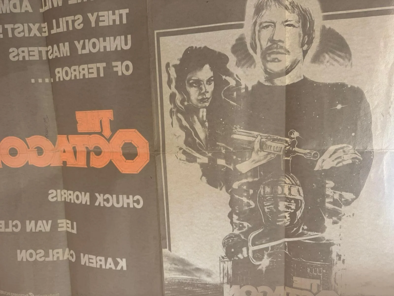 Chuck Norris The Octagon Film Poster 1980. With Lee Van Cleef. Original Poster, изображение 4
