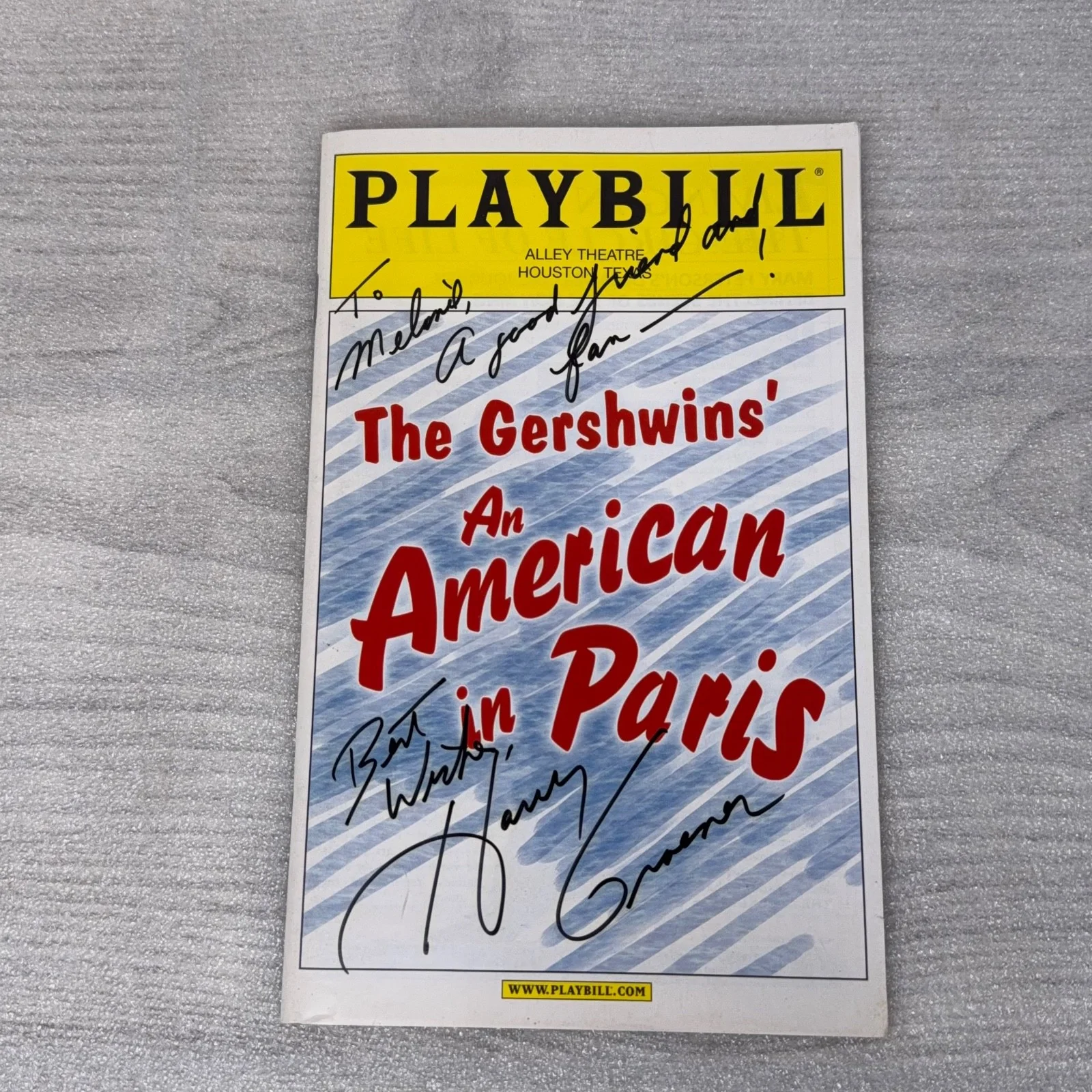 Harry Groener — Harry Groener Hand Signed Playbill "An American in Paris" Autograph Note NO COA, изображение 2