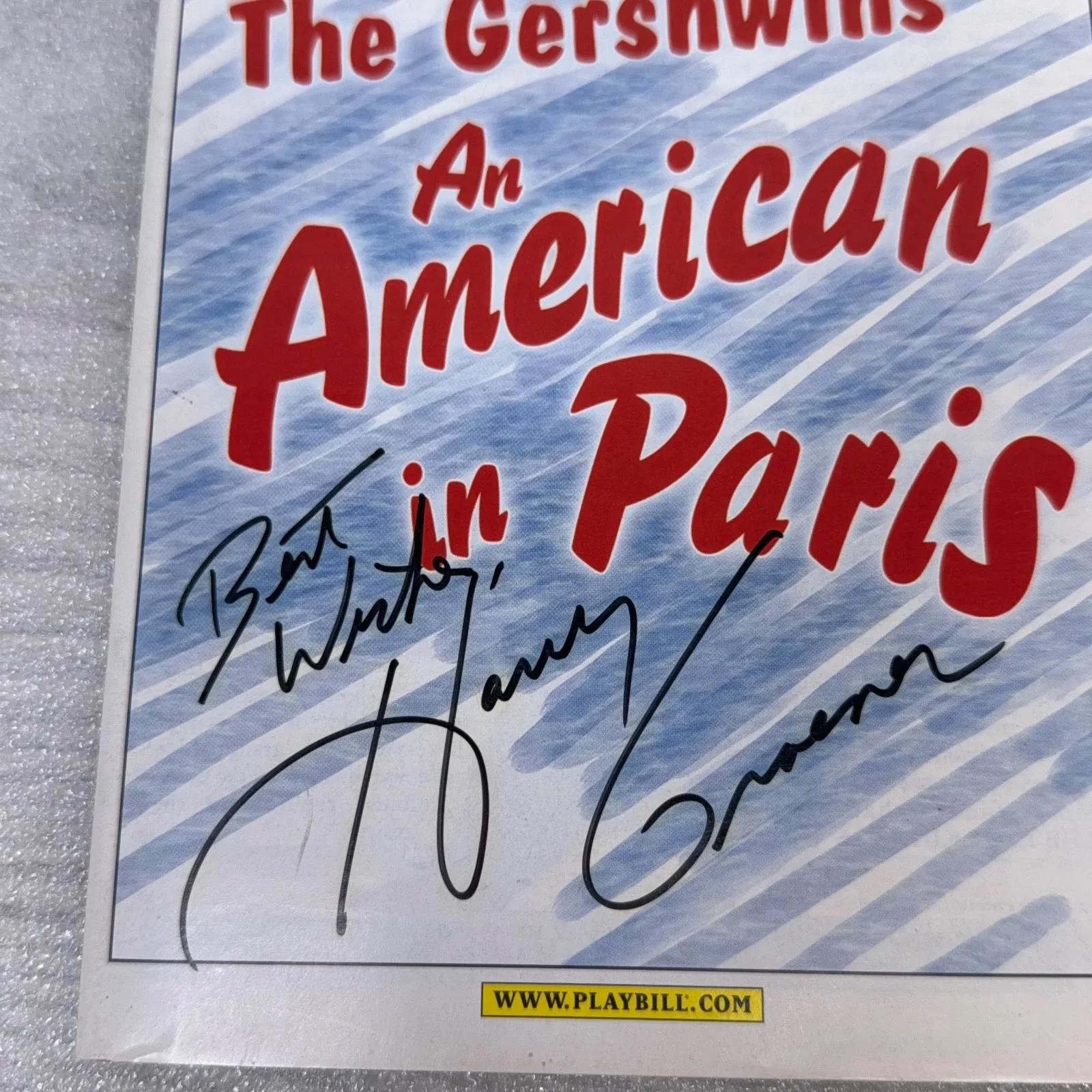 Harry Groener — Harry Groener Hand Signed Playbill "An American in Paris" Autograph Note NO COA, изображение 4