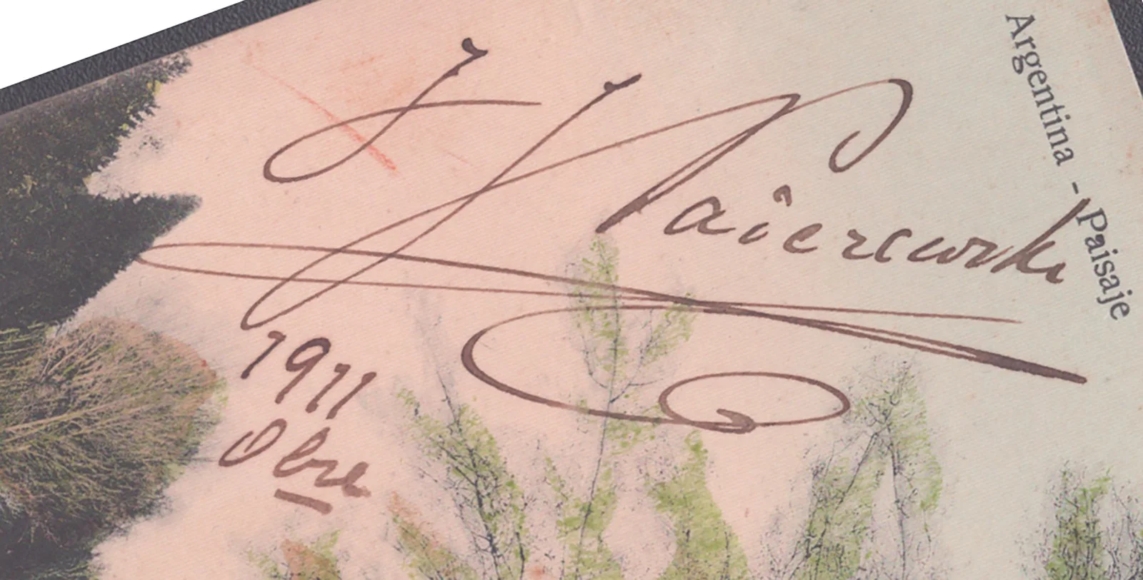 Ignacy Jan Paderewski — IGNACY JAN PADEREWSKI - PICTURE POST CARD SIGNED 10/1911, image 3