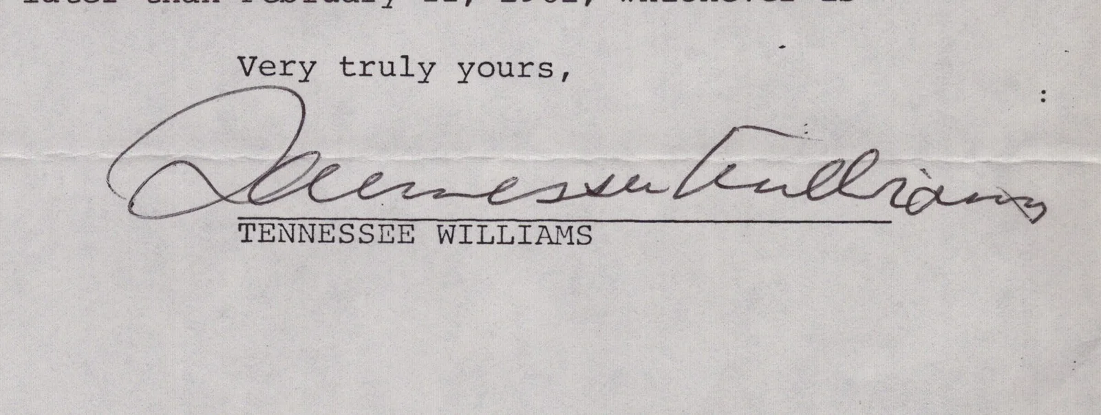 Tennessee Williams — TENNESSEE WILLIAMS - DOCUMENT SIGNED 08/22/1980, изображение 2