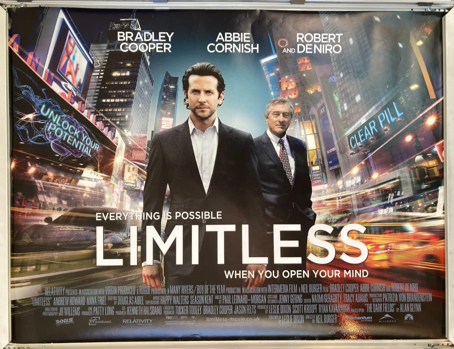 Cinema Poster: LIMITLESS 2011 (Quad) Bradley Cooper Robert De Niro Anna Friel, image 2