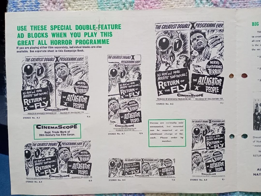 RETURN OF THE FLY / ALLIGATOR PEOPLE pressbook, image 3