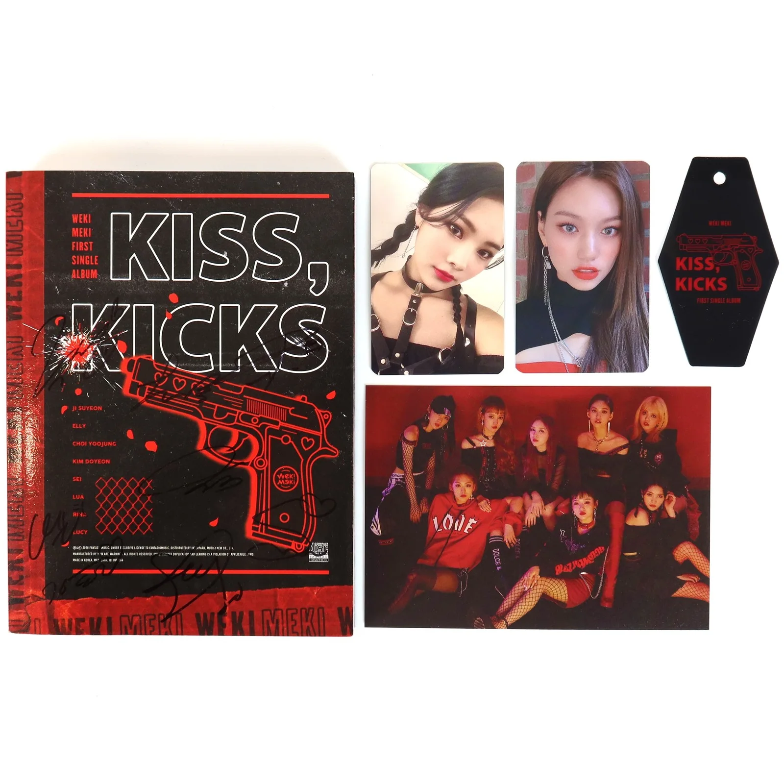 Weki Meki - Kiss, Kicks [Kicks Ver.] 1st Single Album Signed CD Promo K-Pop 2018, изображение 2