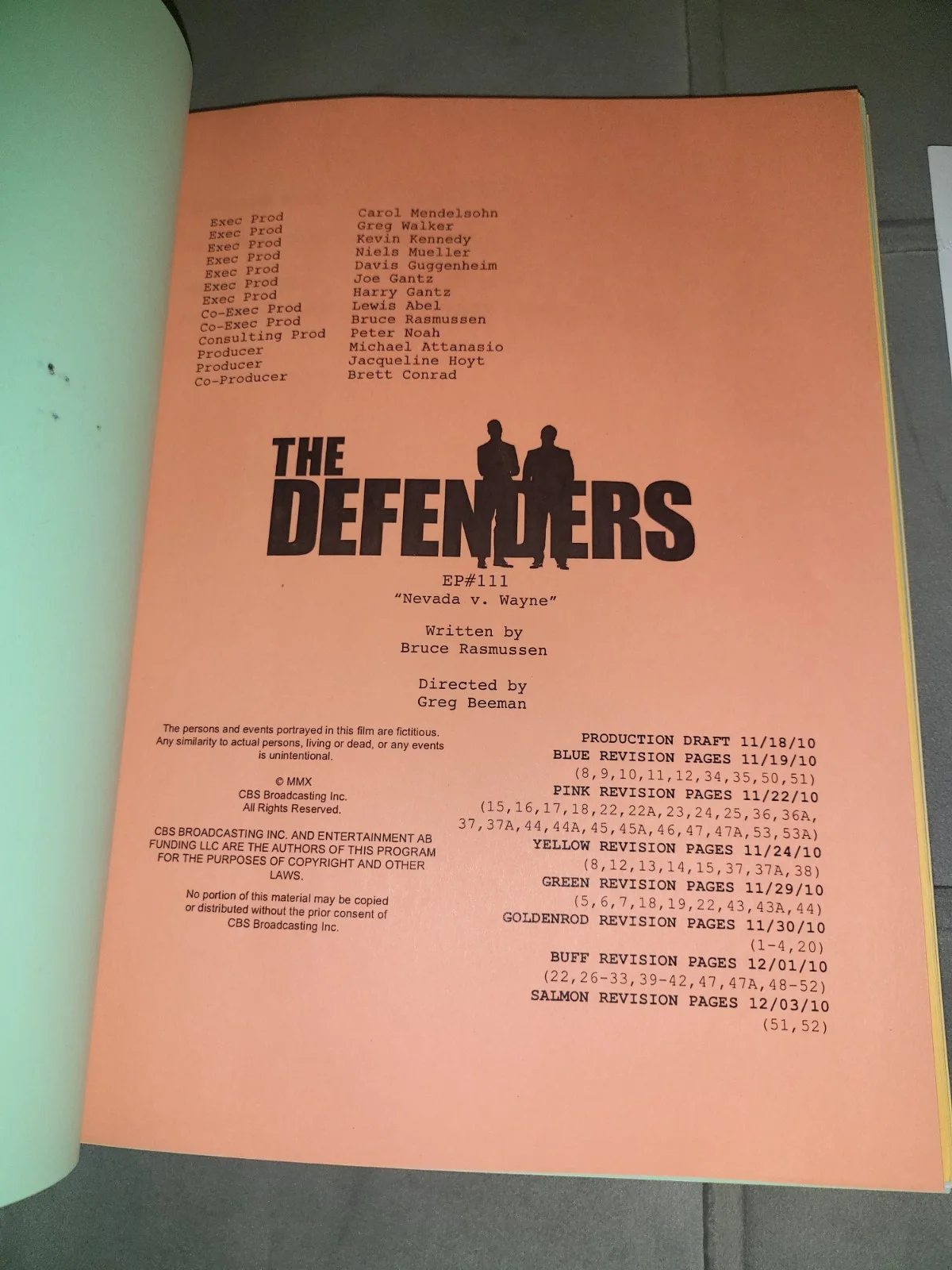 The Defenders Cast Signed Autographed TV Script From 22 Cast Members C.O.A, image 5