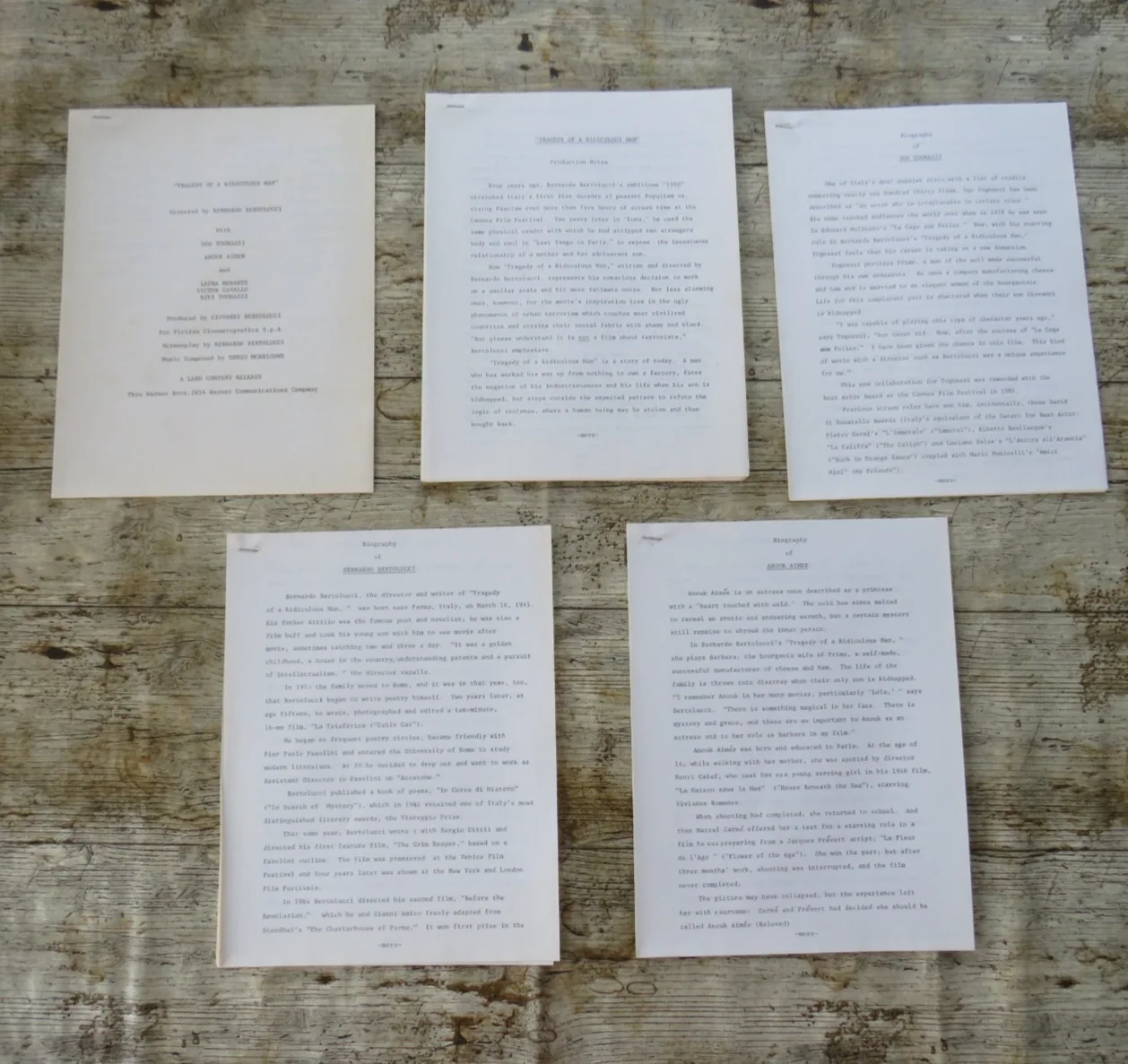 TRAGEDY OF A RIDICULOUS MAN ORIGINAL 1981 CINEMA PRESS KIT Ugo Tognazzi 7 PHOTOS, изображение 3