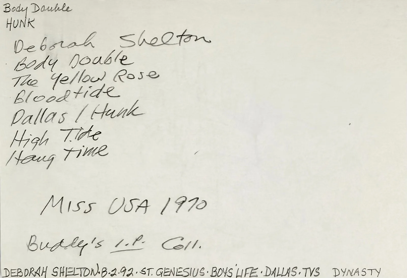 Deborah Shelton — DEBORAH SHELTON Signed Autographed 4"x 6" INDEX CARD Miss USA 1970 BODY DOUBLE, изображение 3