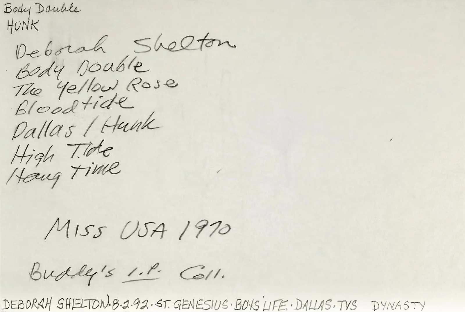 Deborah Shelton — DEBORAH SHELTON Signed Autographed 4"x 6" INDEX CARD Miss USA 1970 BODY DOUBLE, изображение 5