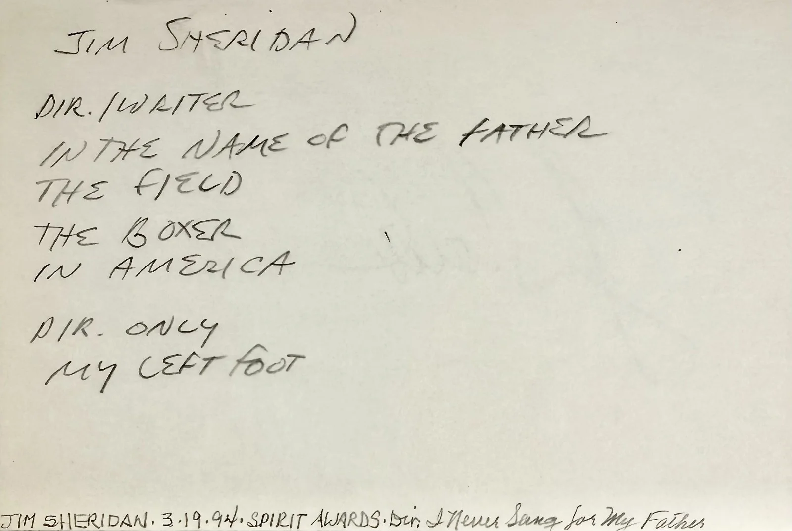 Jim Sheridan — JIM SHERIDAN Signed Autograph 4x6 INDEX CARD The Field In the Name of the Father, изображение 5