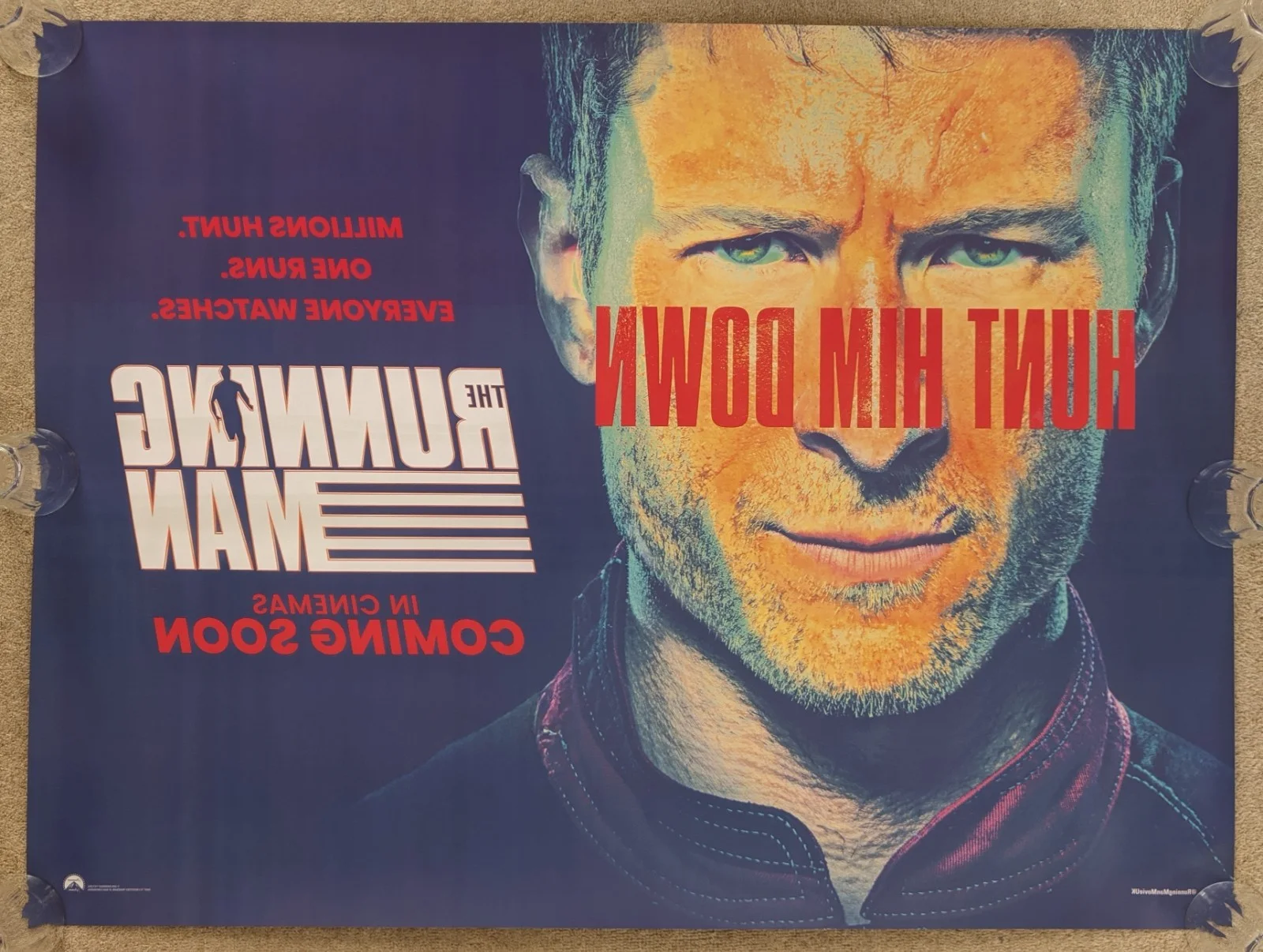 The Running Man, with Glen Powell, cinema Quad Poster, new/original, image 2