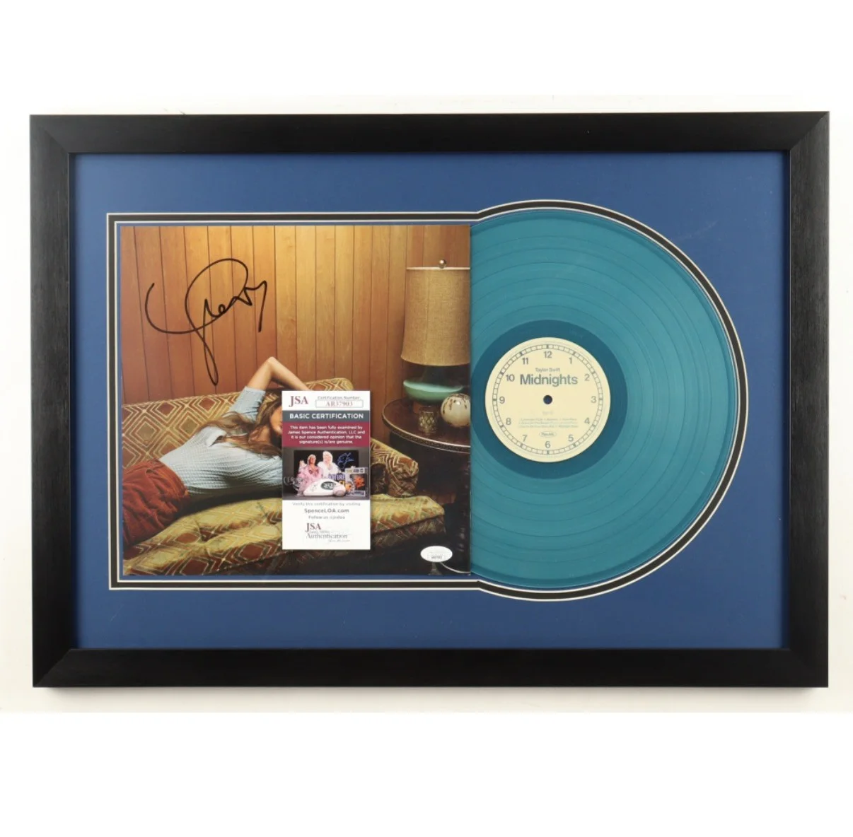 Taylor Swift Signed Photo + Midnights Vinyl Framed Display - JSA, image 2