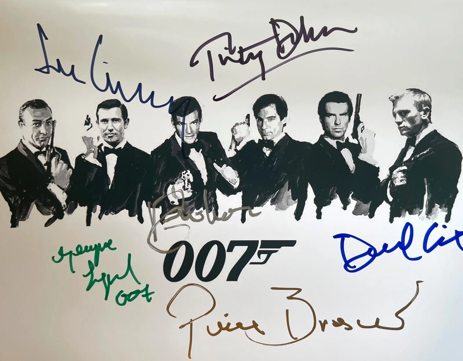 Cast — JAMES BOND 007 photo signed by all 6 Bond actors SEAN CONNERY MOORE BROSNAN