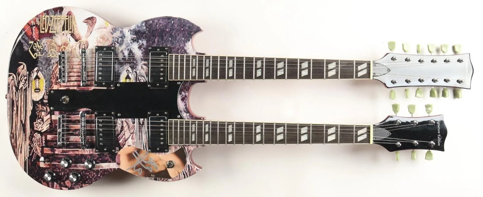 Jimmy Page Signed Full-Size 43" Double-Neck Electric Guitar (REAL), image 2