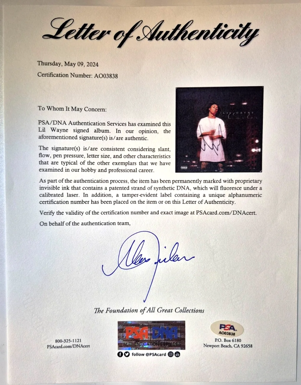 LIL WAYNE SIGNED AUTOGRAPHED THA CARTER LENTICULAR ALBUM 3D COVER WEEZY PSA COA, изображение 4