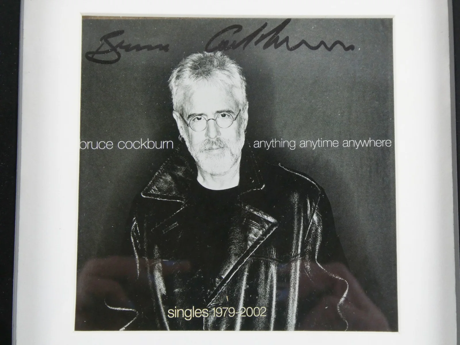 Bruce Cockburn Signed CD Anything Anytime Anywhere Framed Matted w/Cover, image 2