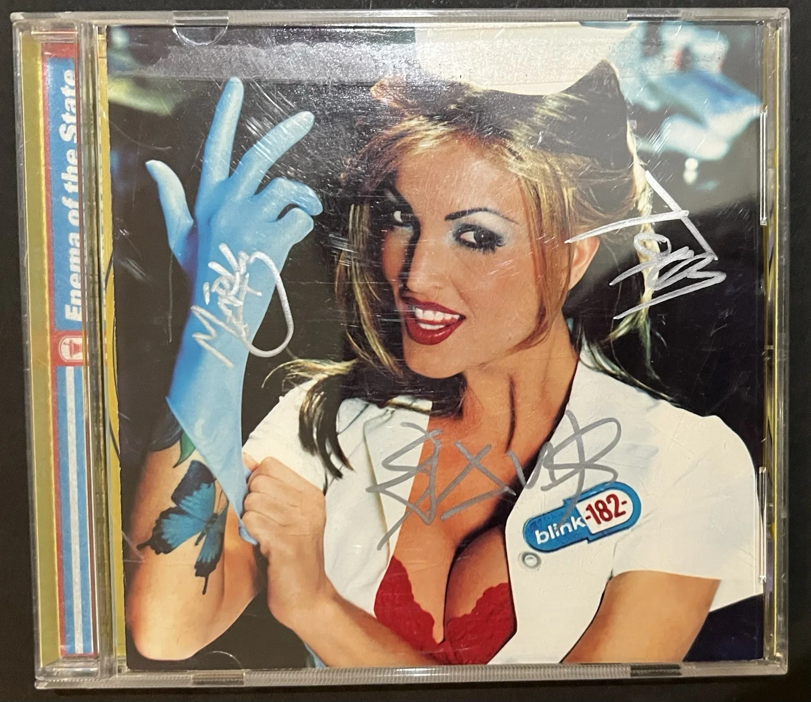 AUTHENTIC Autographed Blink 182 Enema of the State CD insert hand signed barker, image 2
