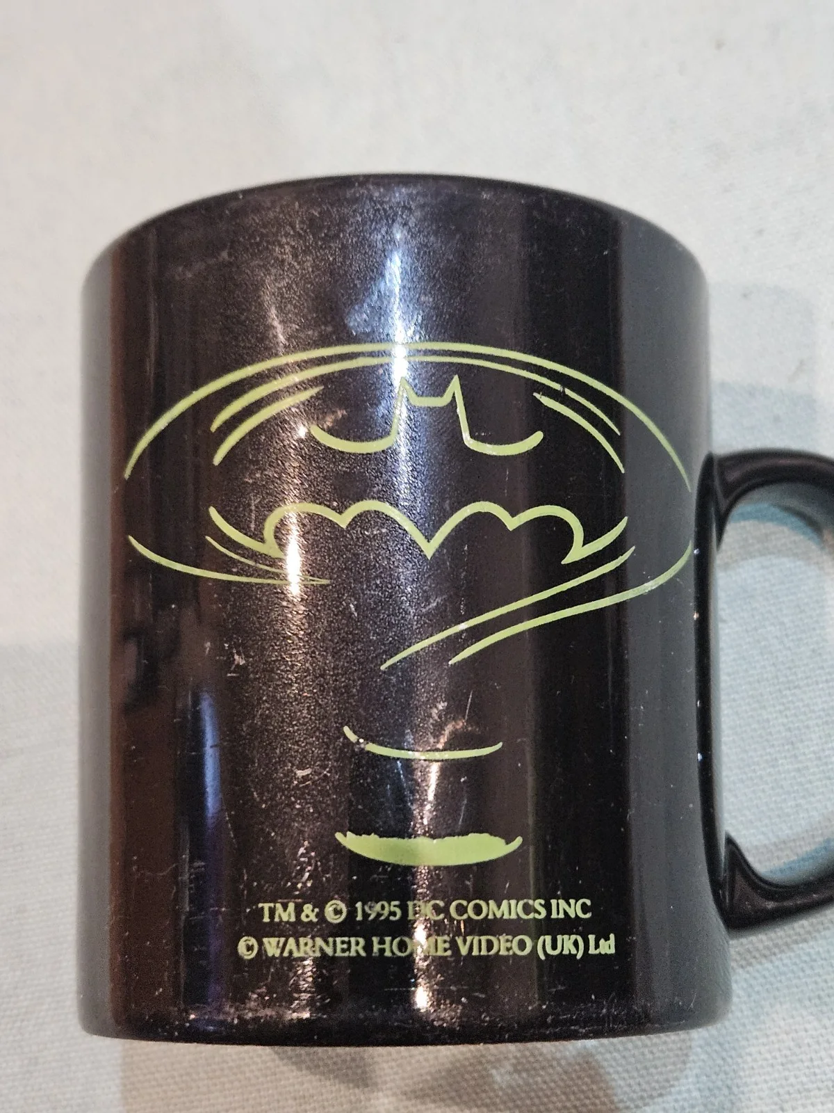 Vintage 1995 DC Comics Batman Forever Warner Home Video Release Ceramic Mug GC, image 2