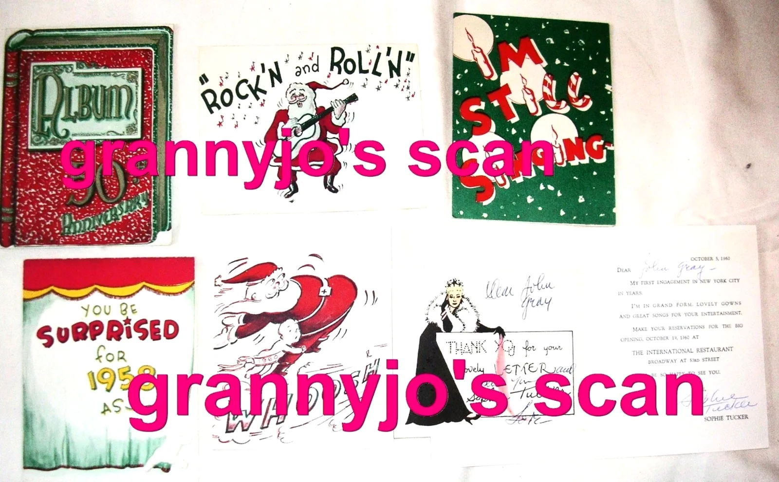 6 Cards & Hand Signed AUTOGRAPH Letter of Singer, Sophie Tucker COA/JSA, изображение 2