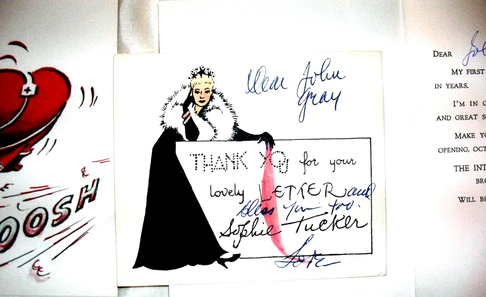 6 Cards & Hand Signed AUTOGRAPH Letter of Singer, Sophie Tucker COA/JSA, изображение 4