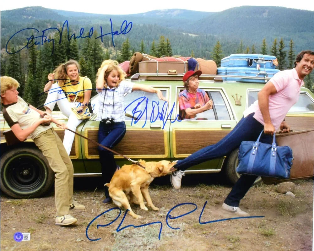 Chevy Chase Anthony Micahel Hall Beverly D Angelo Dana B — Chase Anthony M. Hall Barron Angelo Autographed 16x20 Vacation Photo #1-Beckett