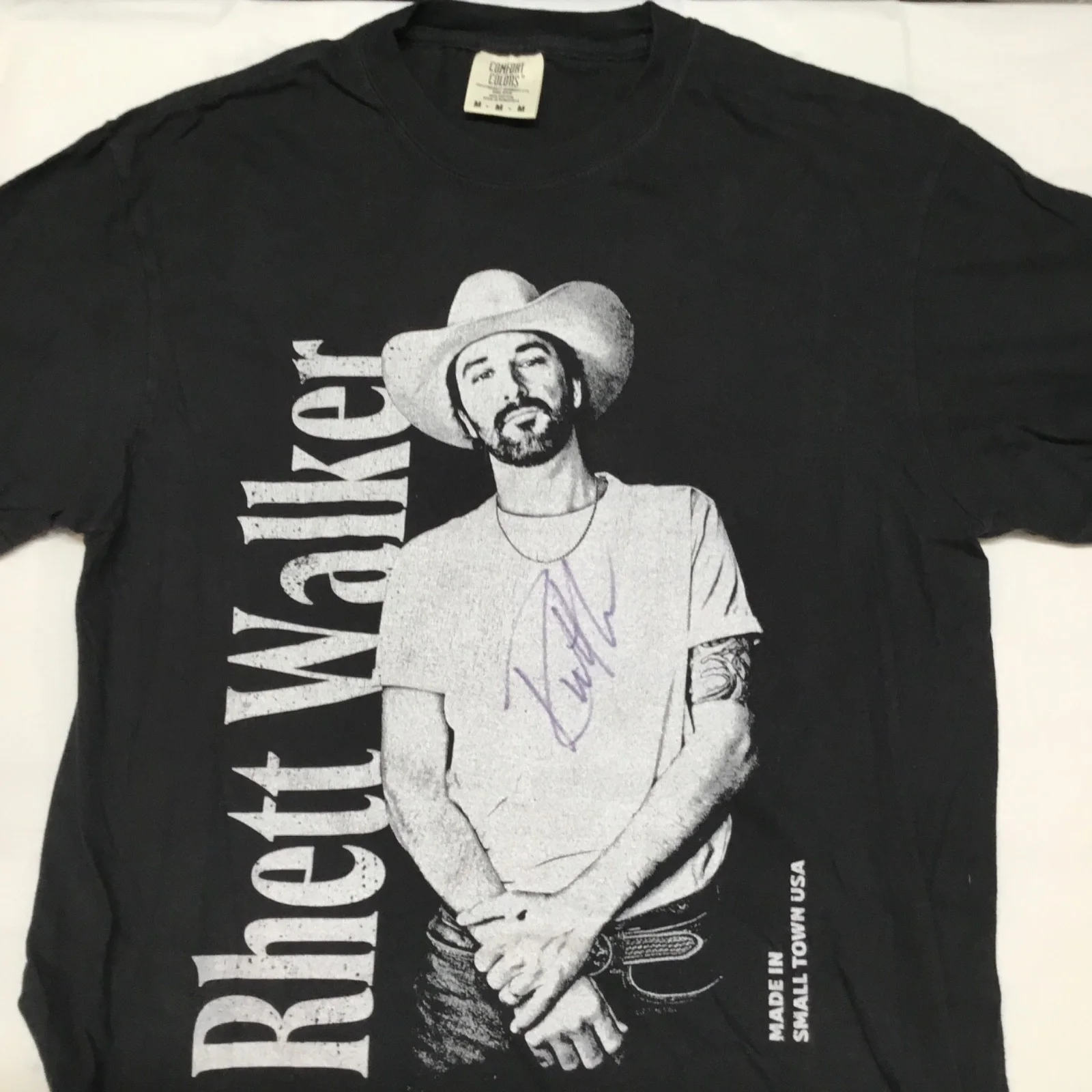 Rhett Walker autographed Med Black concert tshirt made in small town USA, image 2