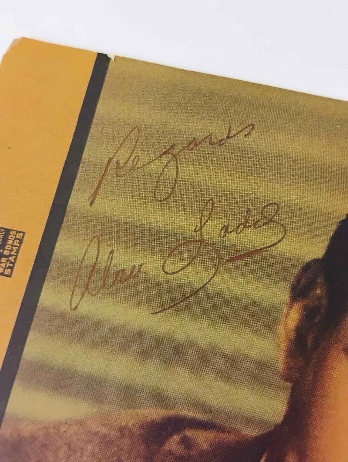 Alan Ladd Signed Libby Card 10x8, image 2