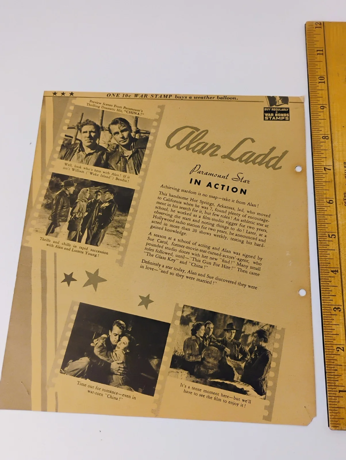 Alan Ladd Signed Libby Card 10x8, image 3