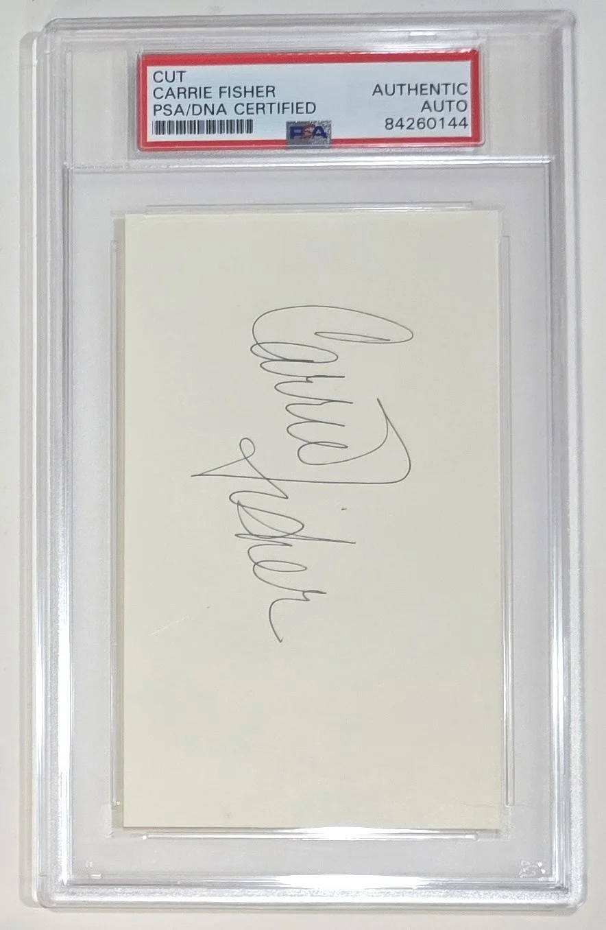 Carrie Fisher — CARRIE FISHER Cut Autograph PSA/DNA Encased PSA Authentic Auto Star Wars Actress