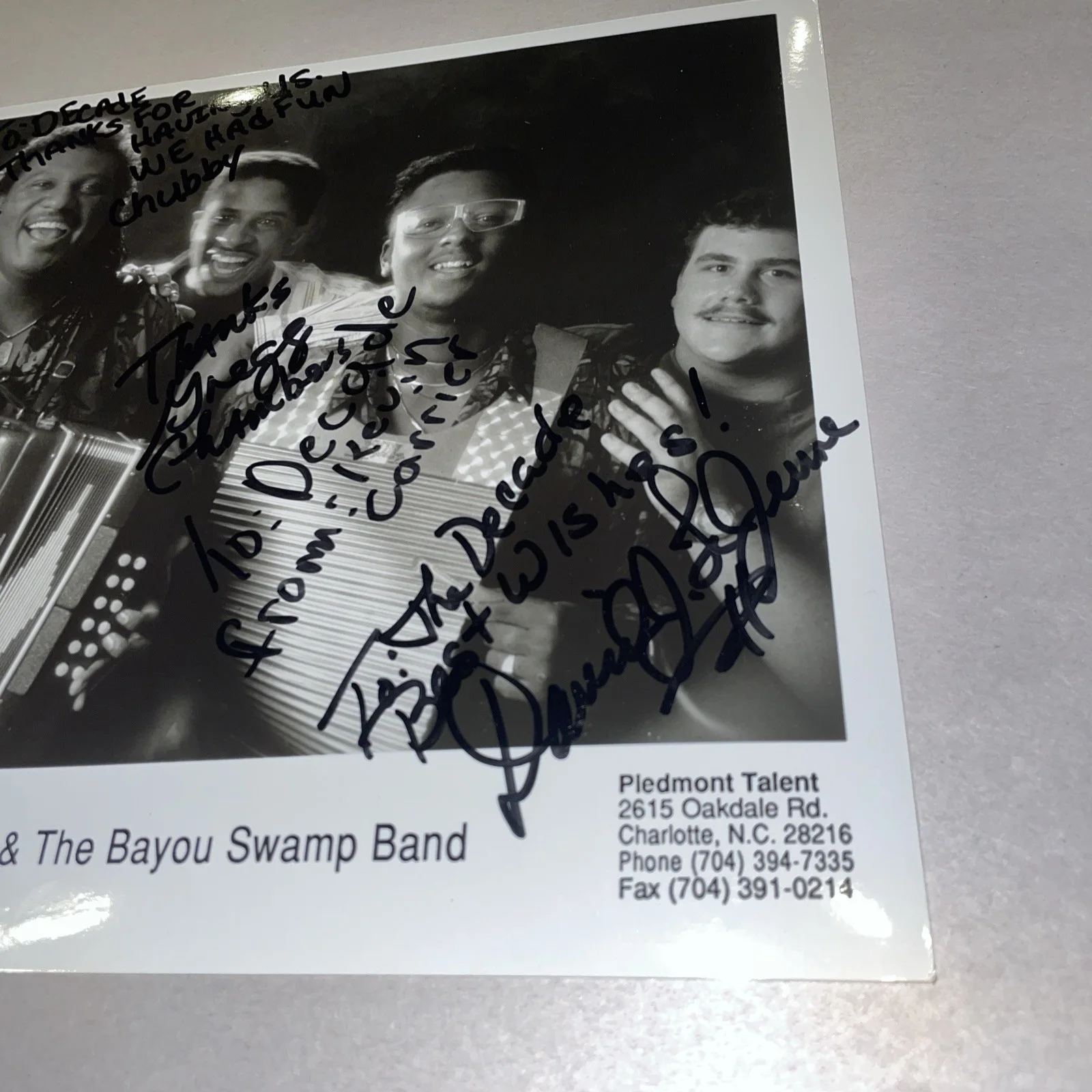 Chubby Carrier & Bayou Swamp Band Autographed Promo 8x10 Photo Decade PGH, изображение 3