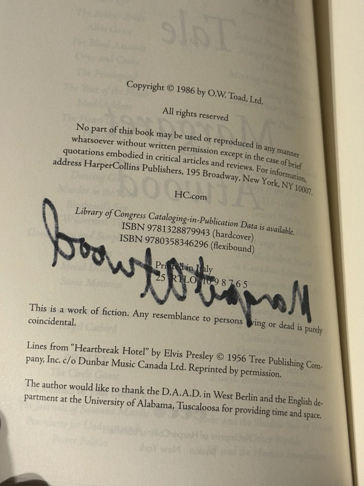 MARGARET ATWOOD SIGNED HANDMAIDS TALE BOOK - LEGENDARY AUTHOR AUTOGRAPHED!, изображение 2