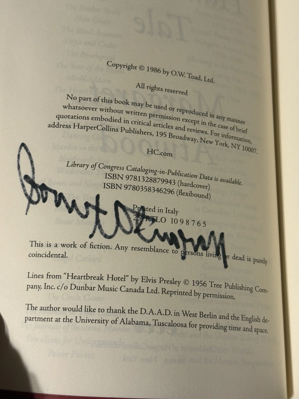 MARGARET ATWOOD SIGNED HANDMAIDS TALE BOOK - LEGENDARY AUTHOR AUTOGRAPHED!, изображение 2