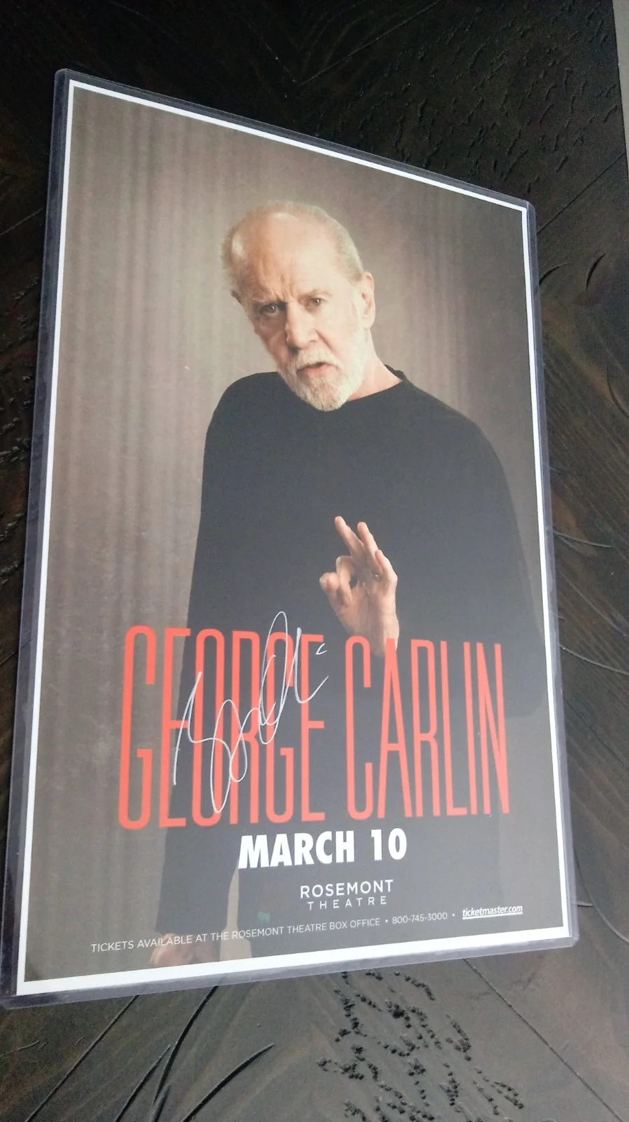 GEORGE CARLIN — SIGNED George Carlin RARE March 10 2006 AUTOGRAPHED Rosemont Theater HTF Poster, image 4