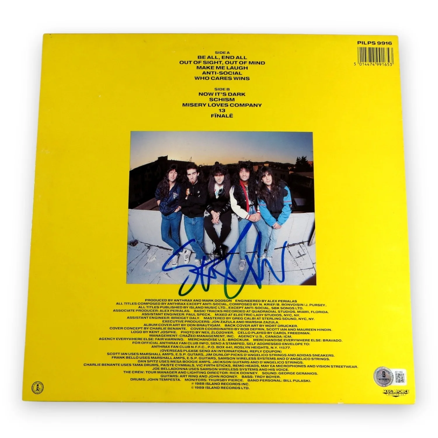 Anthrax Band Signed Autographed Record Sleeve Scott Ian +3 BAS AE40904, image 2