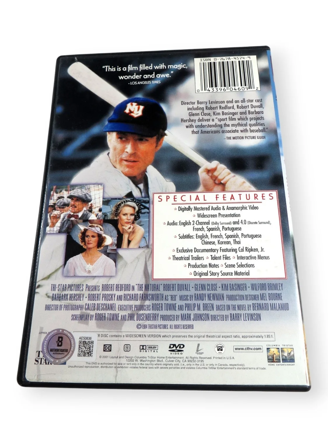 Robert Redford, Glenn Close — Robert Redford Glenn Close Signed Autographed DVD Cover The Natural BAS AE50836, изображение 2