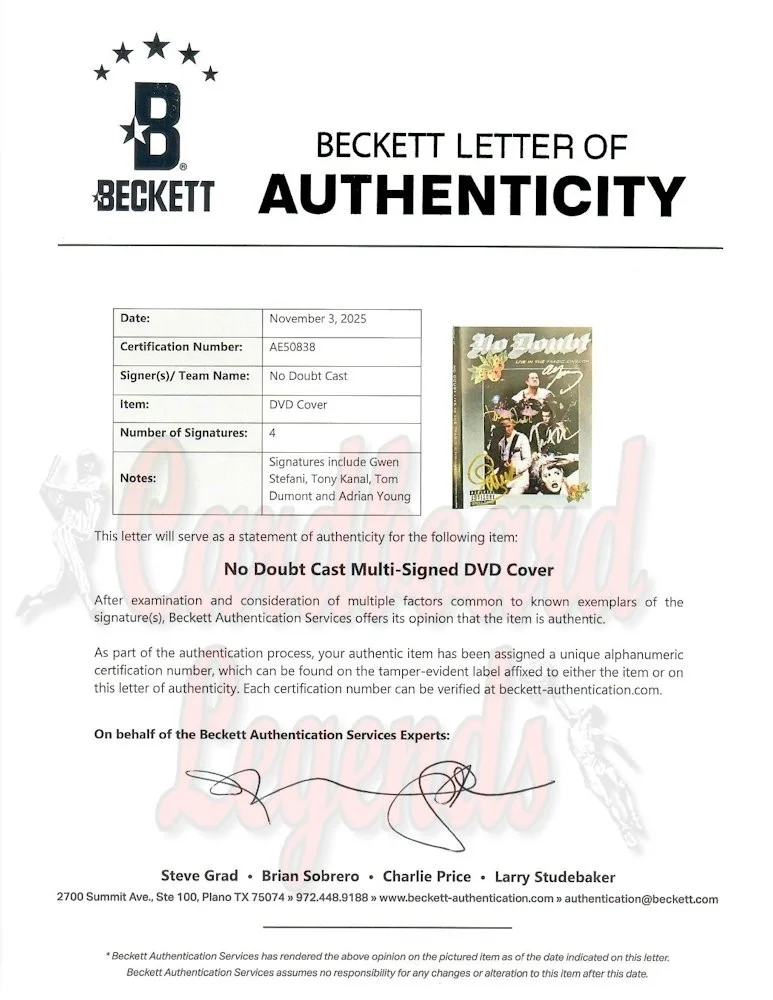 No Doubt Band Signed Autographed DVD Cover Gwen Stefani Young +2 BAS AE50838, image 4