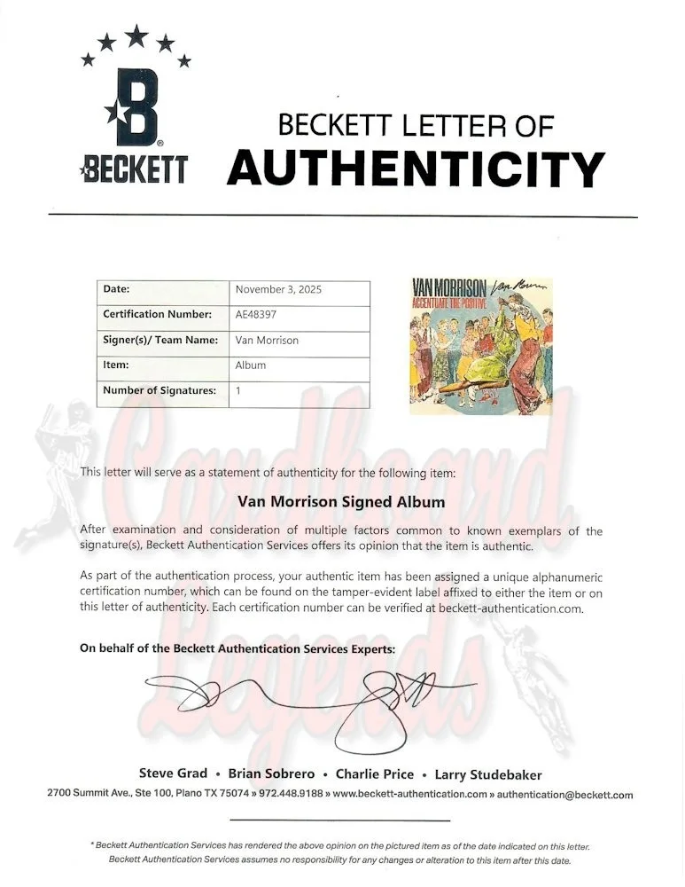 Van Morrison Autographed Record Album Cover Accentuate the Positive BAS AE48397, изображение 4