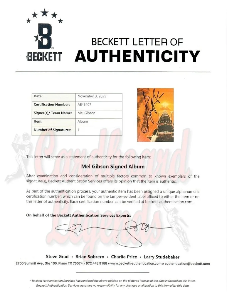 Mel Gibson — Mel Gibson Signed Autographed Record Album Cover The Road Warrior BAS AE48407, image 4