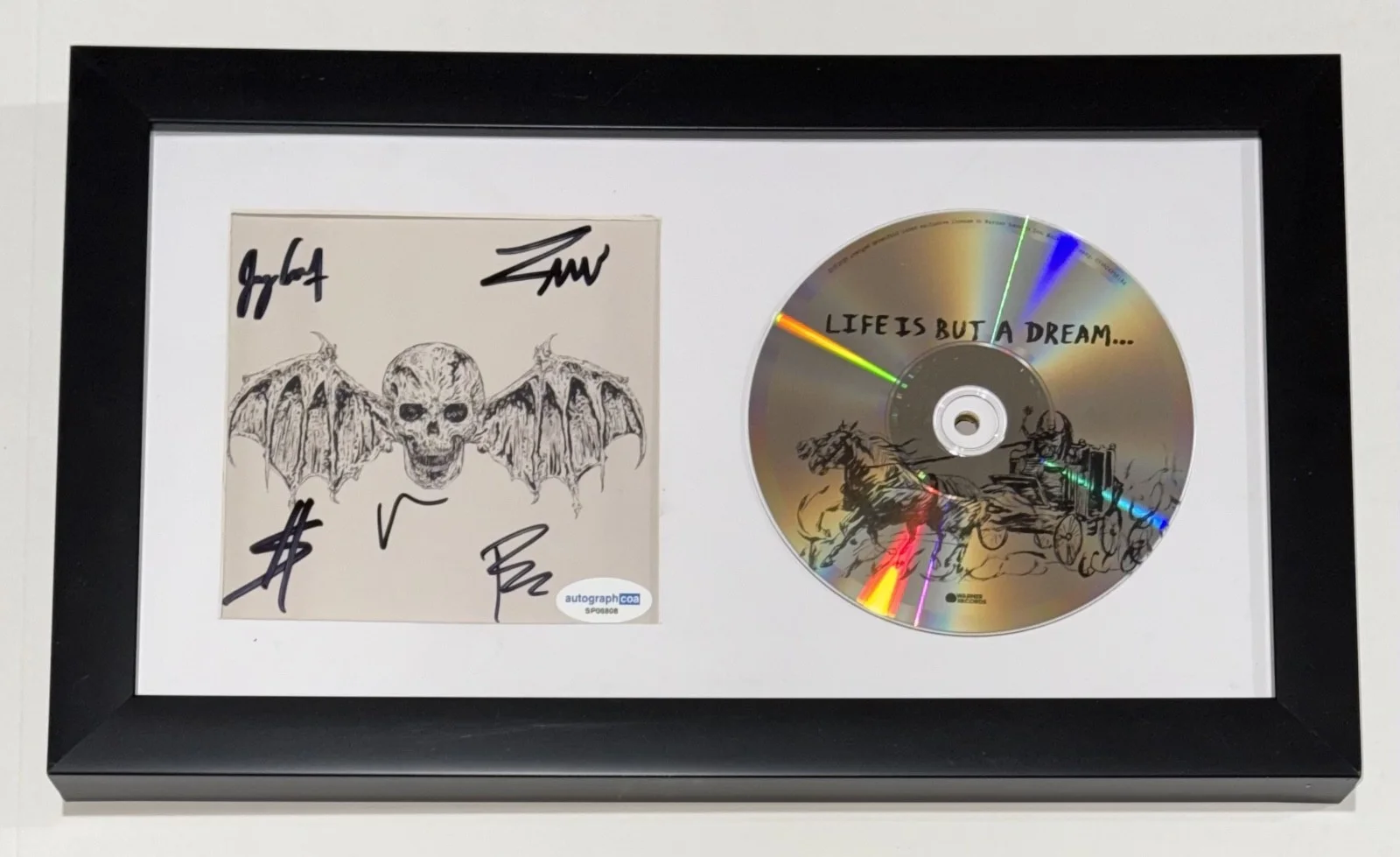 Avenged Sevenfold Signed Autograph Life Is But A Dream CD Framed Full Band ACOA, изображение 4
