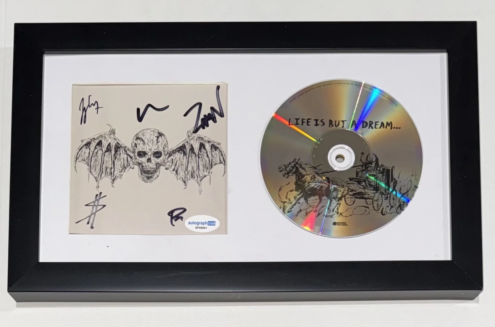 Avenged Sevenfold Signed Autograph Life Is But A Dream CD Framed Full Band ACOA, image 2
