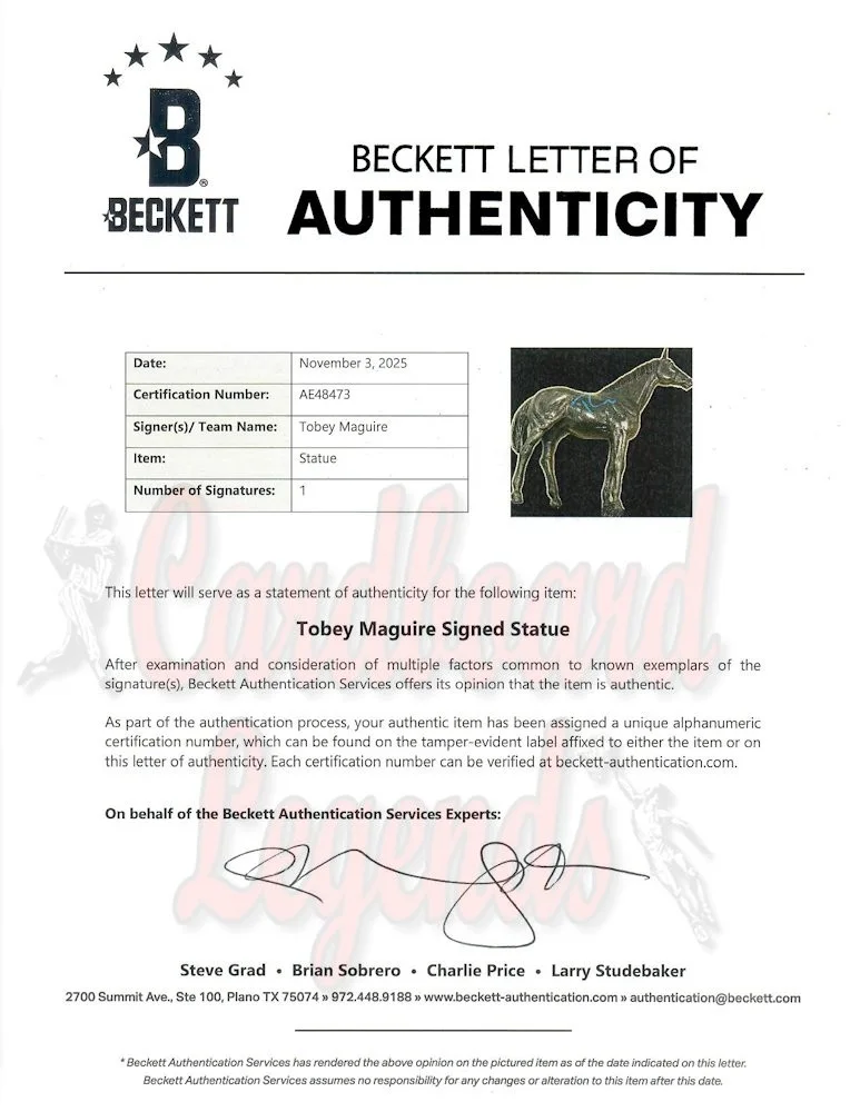 Tobey Maguire — Tobey Maguire Signed Autographed Mini Statue Horse Seabiscuit BAS AE48473, изображение 5
