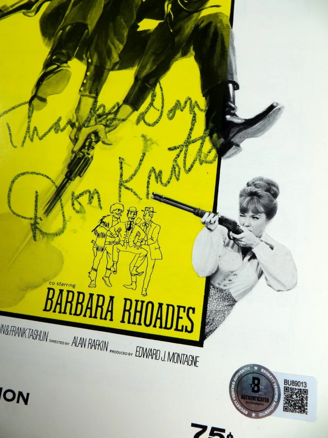 Don Knotts — Don Knotts Signed Autograph Lyric Sheet The Shakiest Gun in the West BAS BU89013, изображение 2