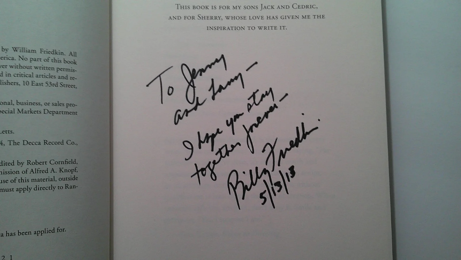 William Friedkin — *WILLIAM FRIEDKIN SIGNED MEMOIR -*THE EXORCIST*-*FRENCH CONNECTION*- *CRUISING**, image 2