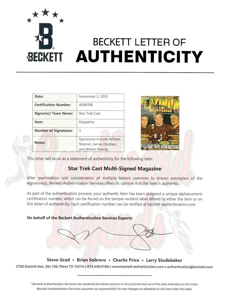 William Shatner, James Doohan, Walter Koenig — William Shatner Doohan Koenig Signed Autographed Magazine Star Trek BAS AE48398, изображение 2