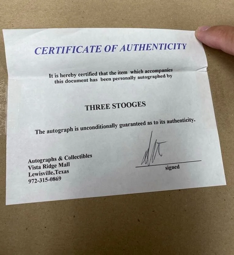 Moe, Larry, Curley — Three Stooges 11x20 framed picture W/ Autographs & Certificate of Authenticity #, изображение 4
