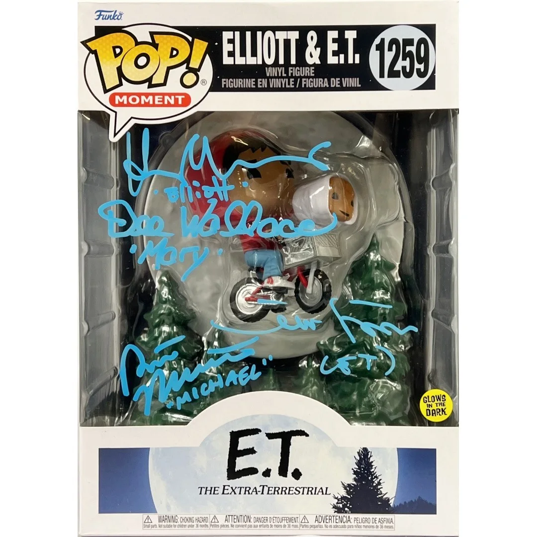 Matthew DeMeritt, Henry Thomas, Dee Walace & Robert MacNaughton — DeMeritt, Thomas, Wallace & MacNaughton autographed Funko Pop #1259 E.T JSA