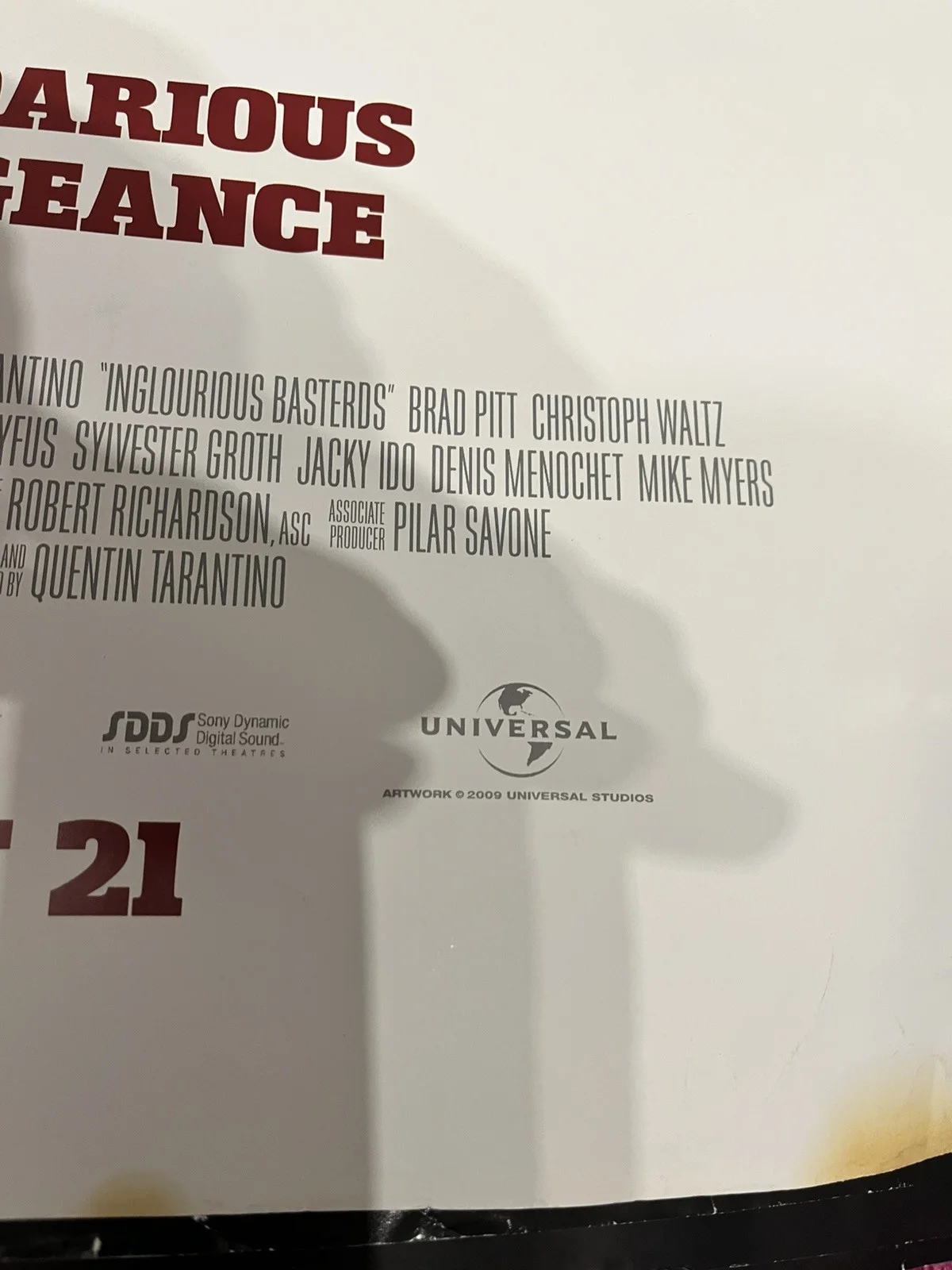 INGLOURIOUS BASTERDS cinema movie quad poster, image 2